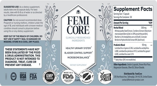 Femicore Ingredients